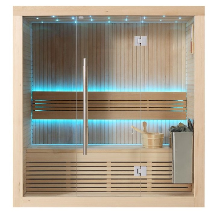 Finská sauna EAGO AWT B1113A hemlock 180×105 4,5 kW TheWall Bi-O
