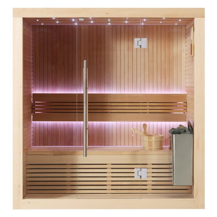 Finská sauna EAGO AWT B1113A hemlock 180×105 4,5 kW TheWall Bi-O
