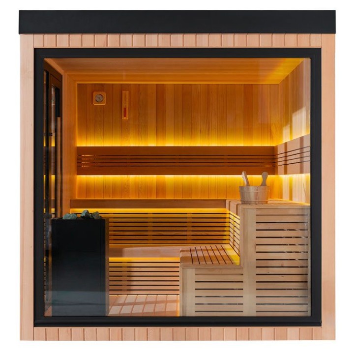 Zahradní sauna EAGO AWT Saunahaus THE CUBE X7-R za hemlock 300×635 bez kamen