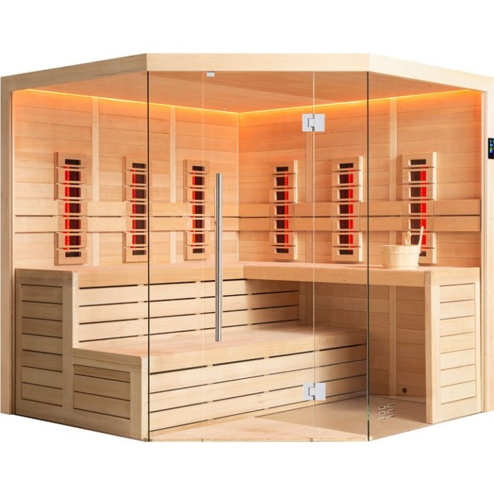 Finská sauna EAGO AWT E1611C-IR hemlock 180×180 bez kamen