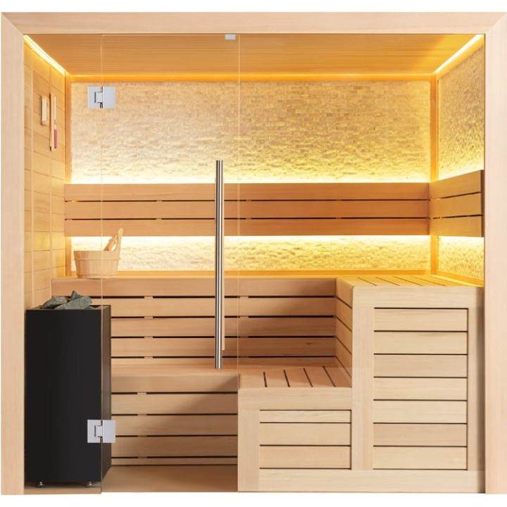 Finská sauna EAGO AWT E1603C hemlock 180×180 9 kW TheWall