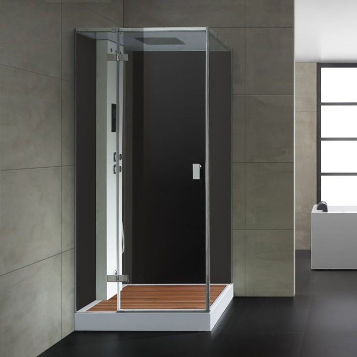 Parní sprchový box EAGO AWT LD206F15 s sprchovou vaničkou černý 100×100 levé provedení