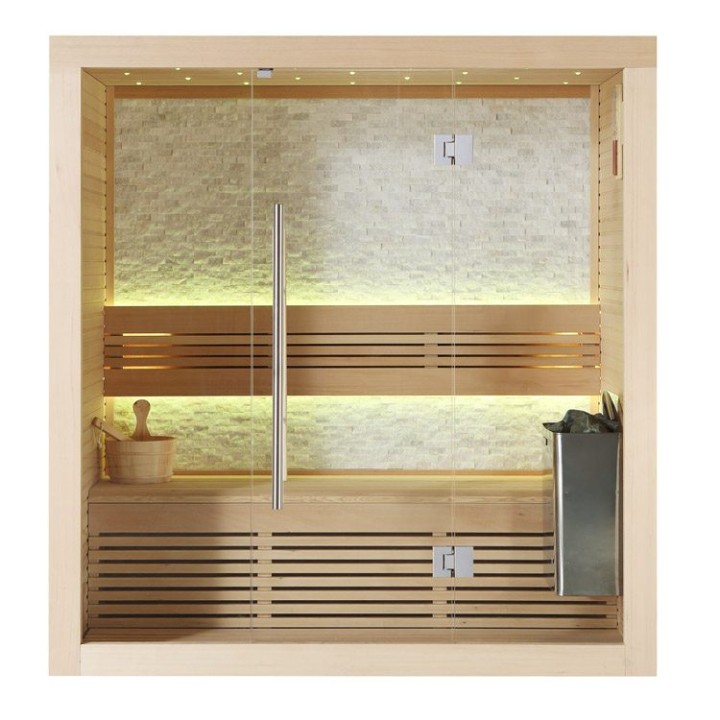 Finská sauna EAGO AWT B1103C hemlock 120×105 4,5 kW TheWall Bi-O