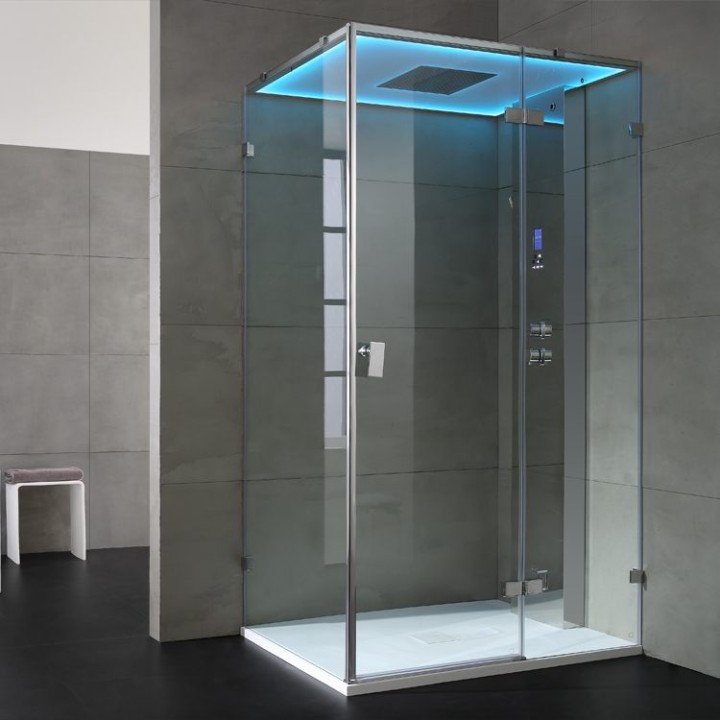 Parní sprchový box EAGO AWT LD107F15 stříbrný 120×90 pravé provedení