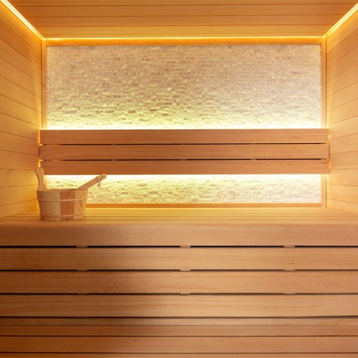 Finská sauna EAGO AWT B1604B hemlock 180×150 9 kW TheWall Bi-O