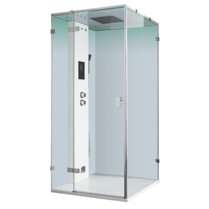 Parní sprchový box EAGO AWT LD106F15 bílý matný 100×100 levé provedení