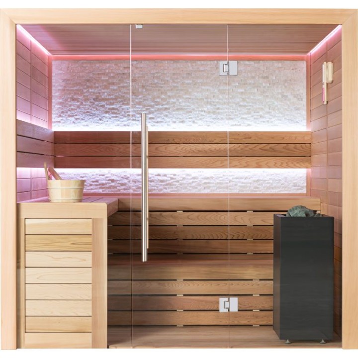 Finská sauna EAGO AWT B1602B červený cedr 200×170 9 kW EOS Bi-O Cubo