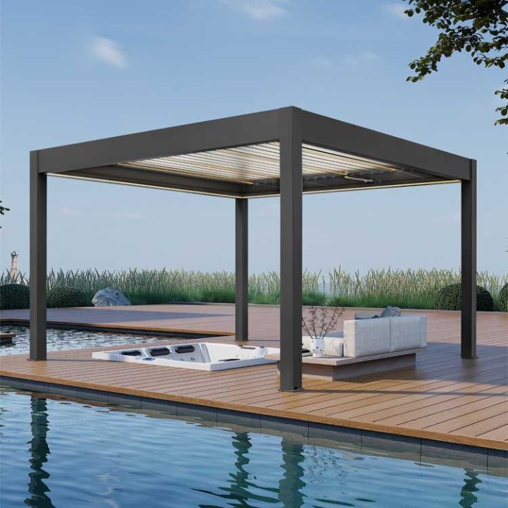 Pergola EAGO AWT P8-4A extreme černobílá 4×4 m elektrická