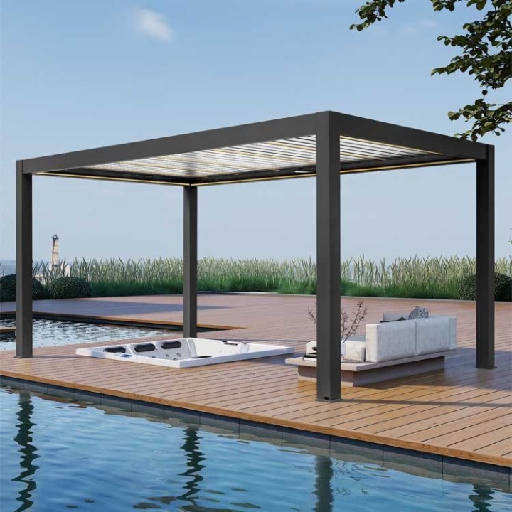 Pergola EAGO AWT P8-3C extreme černobílá 3×5 m elektrická