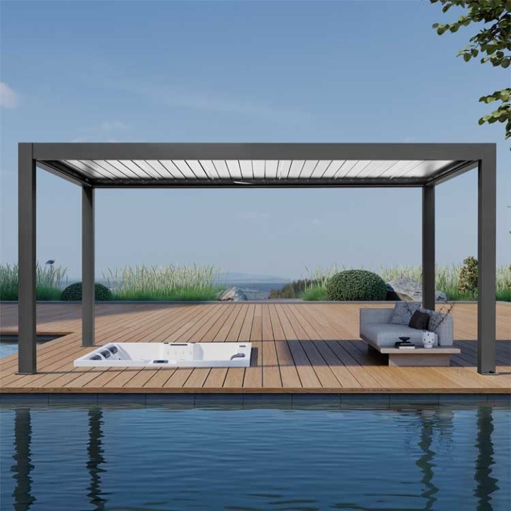 Pergola EAGO AWT P8-3C extreme černobílá 3×5 m elektrická