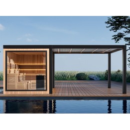 Zahradní sauna EAGO AWT Saunahaus THE CUBE X7-L za hemlock 300×635 bez kamen