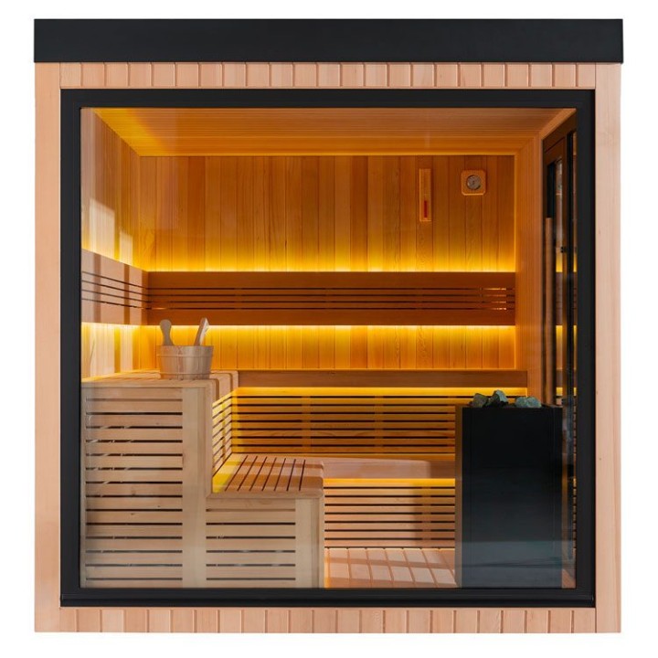 Zahradní sauna EAGO AWT Saunahaus THE CUBE X7-L za hemlock 300×635 bez kamen