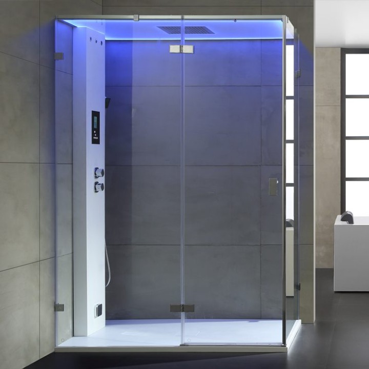 Parní sprchový box EAGO AWT LD111F15 bílý lesklý 150×90 levé provedení