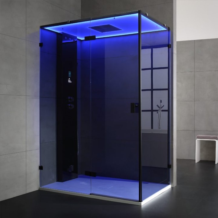 Parní sprchový box EAGO AWT LD111F15 černý 150×90 levé provedení
