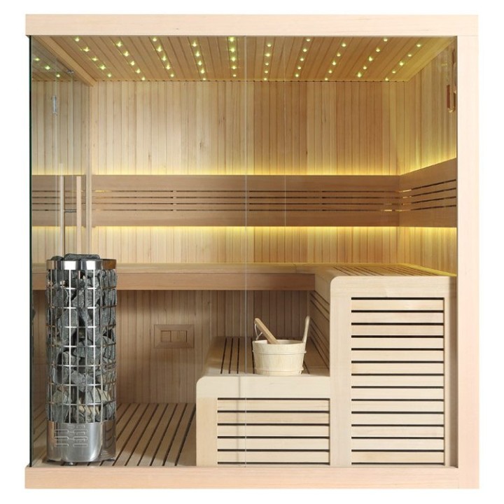 Finská sauna EAGO AWT B1115A hemlock 220×200 9 kW Virta Bi-O
