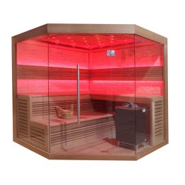 Finská sauna EAGO AWT B1242C červený cedr 180×180 9 kW EOS BiO-Max
