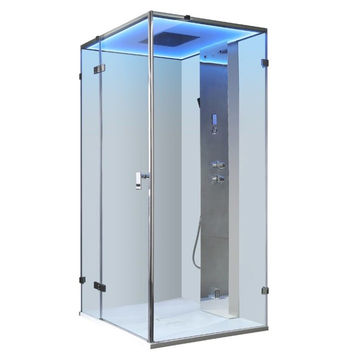 Parní sprchový box EAGO AWT LD108F15 stříbrný 90×90 levé provedení