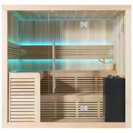 Finská sauna EAGO AWT B1112A hemlock 220×200 9 kW Virta Bi-O
