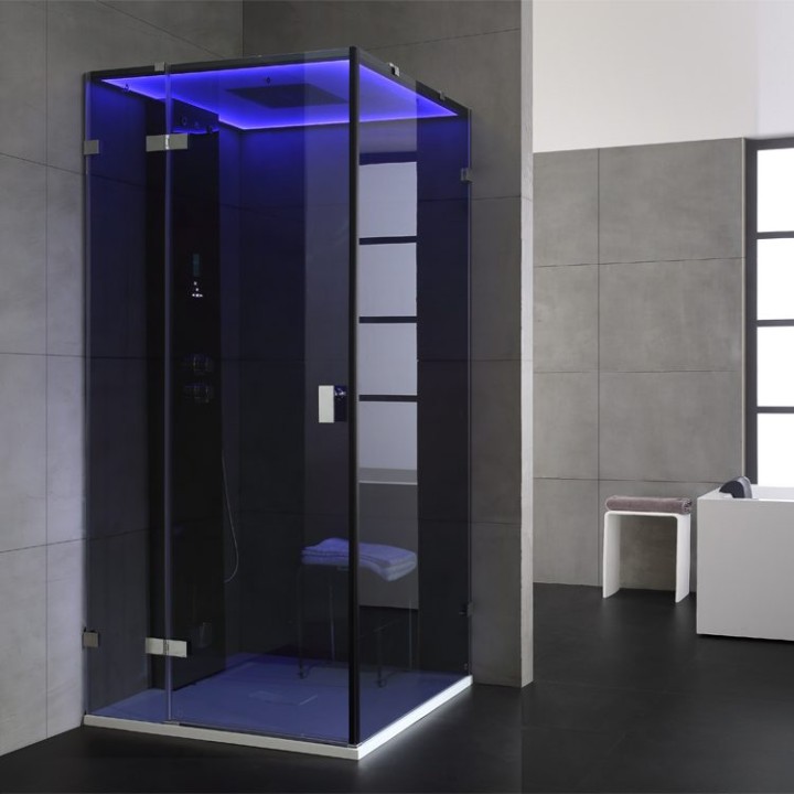 Parní sprchový box EAGO AWT LD106F15 černý 100×100 levé provedení