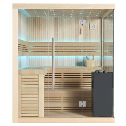 Finská sauna EAGO AWT B1115C hemlock 180×180 9 kW EOS BiO-Cubo