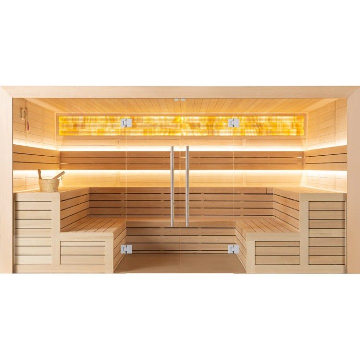 Finská sauna EAGO AWT E1620C hemlock 300×250 13,5 kW Virta