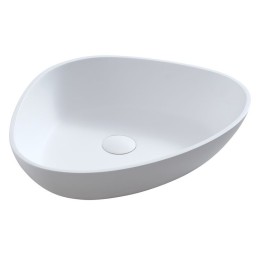 Umyvadlo StoneArt LC154 z minerálního kamene bílé 56×43 matné