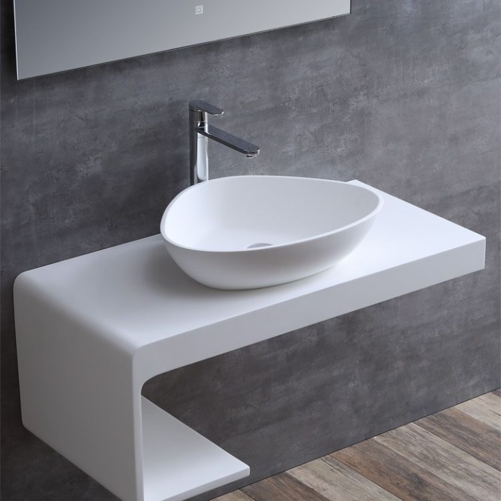 Umyvadlo StoneArt LC154 z minerálního kamene bílé 56×43 matné