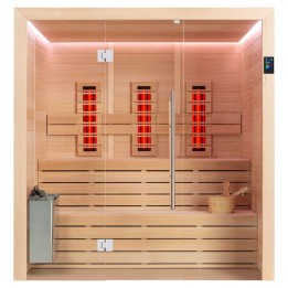 Finská sauna EAGO AWT E1614B-IR hemlock 180×150 6 kW TheWall
