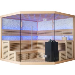 Finská sauna EAGO AWT E1101 XL hemlock 250×250 9 kW Virta