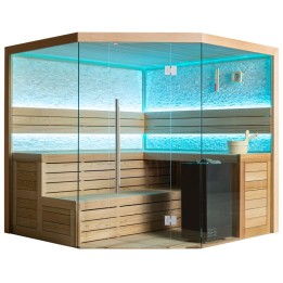 Finská sauna EAGO AWT B1601A červený cedr 220×220 9 kW Virta Bi-O