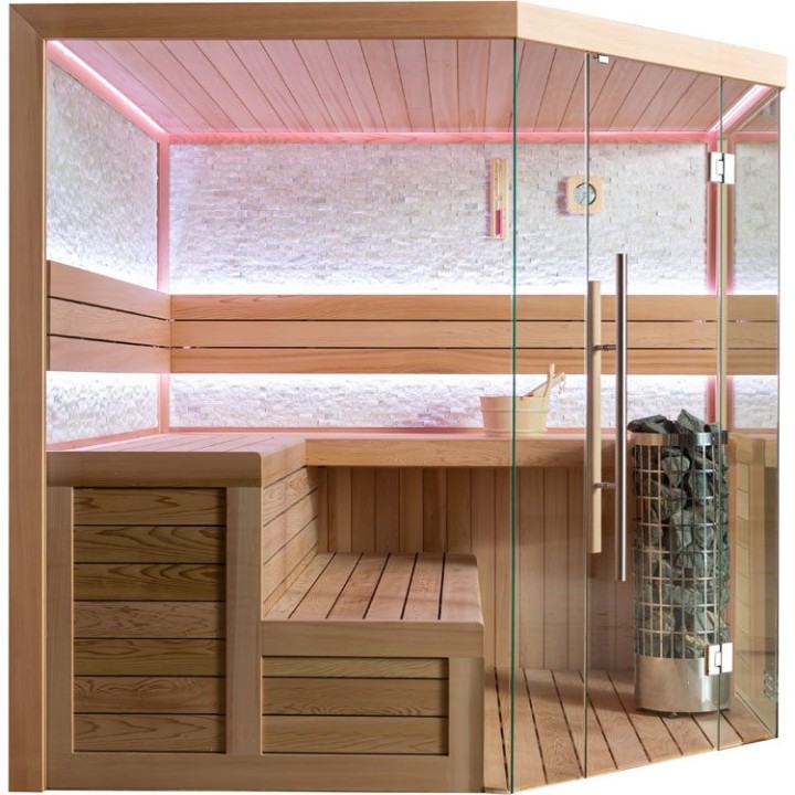 Finská sauna EAGO AWT E1601C červený cedr 180×180 9 kW Cilindro