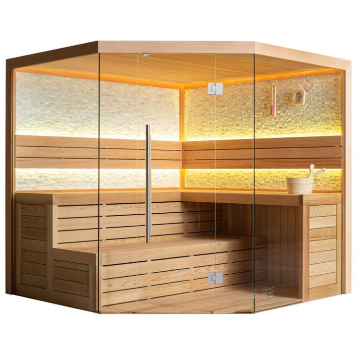 Finská sauna EAGO AWT E1601XL červený cedr 250×250 9 kW Cilindro