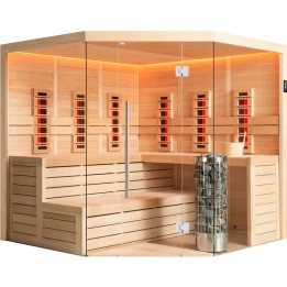 Finská sauna EAGO AWT E1611B-IR hemlock 200×200 9 kW Cilindro