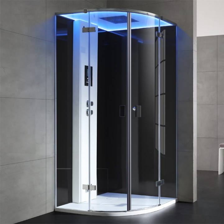 Parní sprchový box EAGO AWT LD209F15 černý 100×100