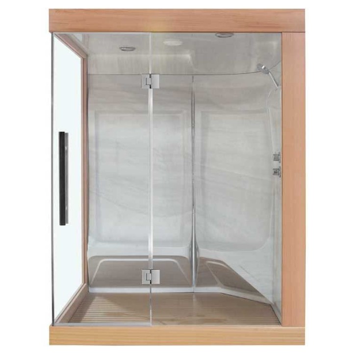 Parní sauna EAGO AWT W200A červený cedr 165×135 pravé provedení