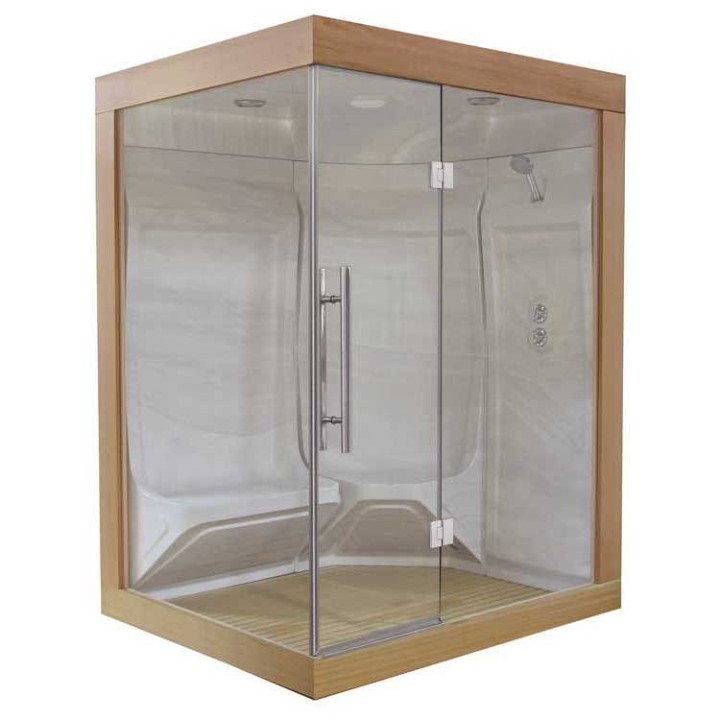 Parní sauna EAGO AWT W200B červený cedr 118×135 pravé provedení