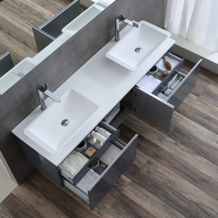 Koupelnový nábytek – set StoneArt Milano ME-1600pro-1 dubový tmavý 160×45