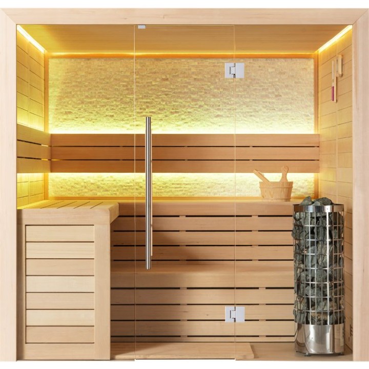 Finská sauna EAGO AWT E1602C hemlock 180×160 9 kW Cilindro