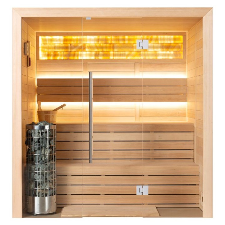 Finská sauna EAGO AWT E1624B hemlock 180×150 6,8 kW Cilindro