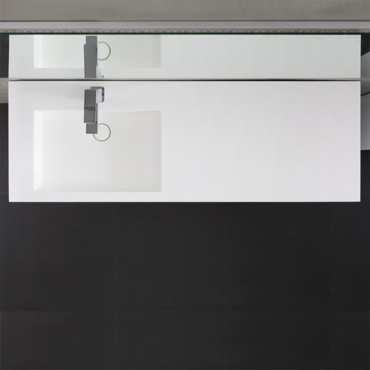 Umyvadlo StoneArt LP4514L z minerálního kamene bílé 140×48 matné