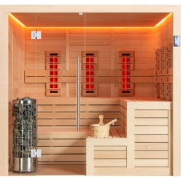 Finská sauna EAGO AWT E1613XL-IR hemlock 240×200 9 kW Cilindro