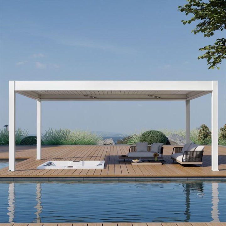 Pergola EAGO AWT P8-4B extreme bílá 4×6 m elektrická