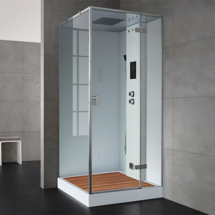Parní sprchový box EAGO AWT LD208F15 s sprchovou vaničkou bílý 90×90 pravé provedení