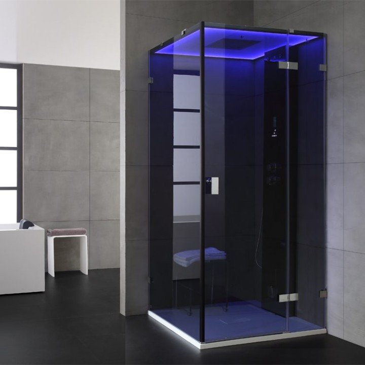 Parní sprchový box EAGO AWT LD108F15 černý 90×90 pravé provedení