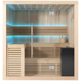 Finská sauna EAGO AWT B1112B hemlock 200×170 9 kW Virta Bi-O