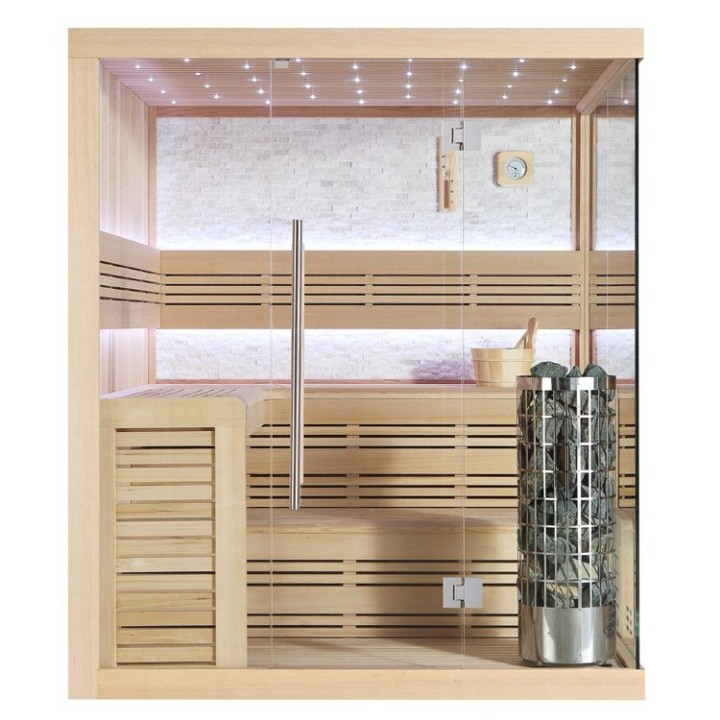 Finská sauna EAGO AWT E1105C hemlock 180×180 9 kW Cilindro