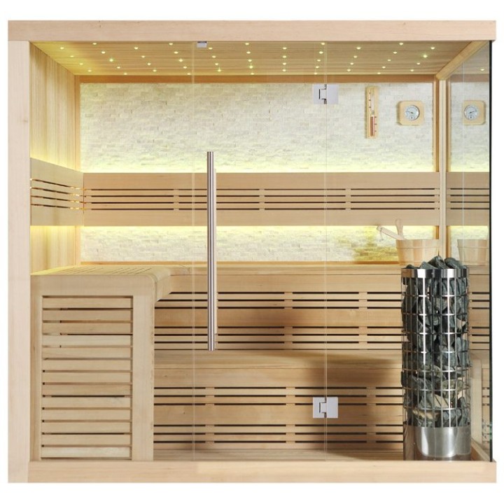 Finská sauna EAGO AWT E1105C hemlock 180×180 9 kW Cilindro