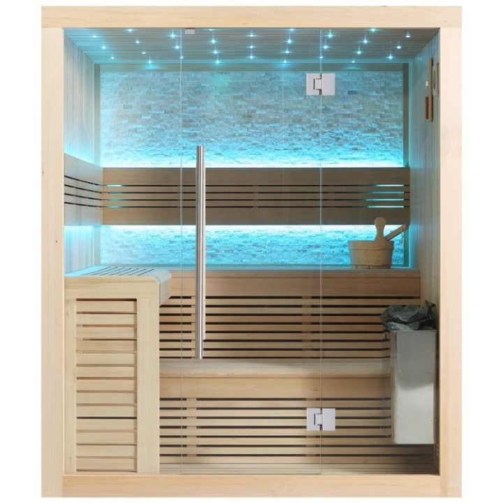 Finská sauna EAGO AWT B1102C hemlock 180×150 9 kW TheWall Bi-O