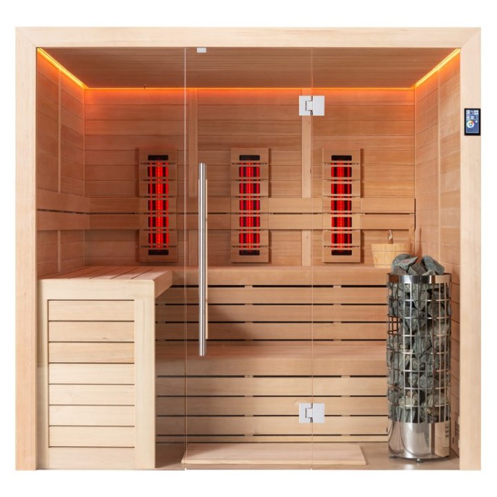 Finská sauna EAGO AWT E1612B-IR hemlock 200×170 9 kW Cilindro