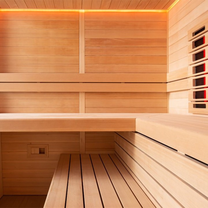 Finská sauna EAGO AWT E1612A-IR hemlock 220×200 bez kamen